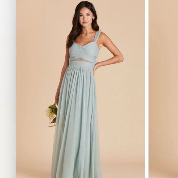 NWT BIRDY GREY ELSYE Maxi Dress In Mesh Sage Size S Mesh Cutouts Boho Chic - Picture 1 of 13